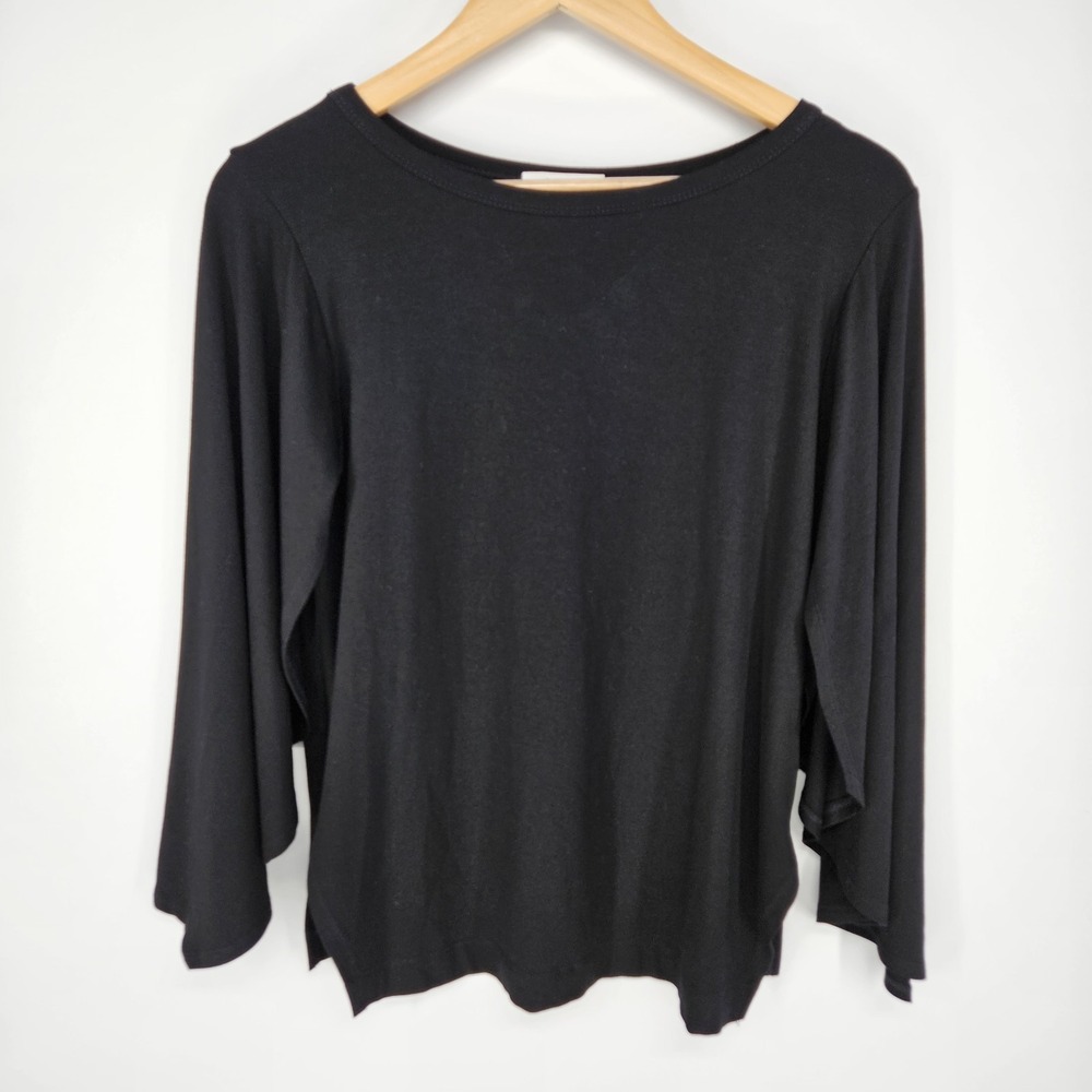 Mela Purdie Black Flared Bell Sleeve Scoop Neck Top Stretch‎ Shirt XS Australia